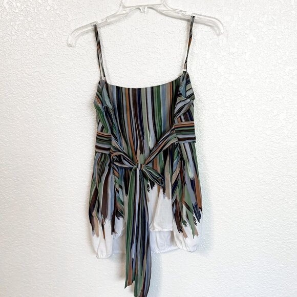 BCBG Max Azria Scoop Neck Tank Top M Abstract Stripe Artwear Pullover Blouse - Picture 2 of 8